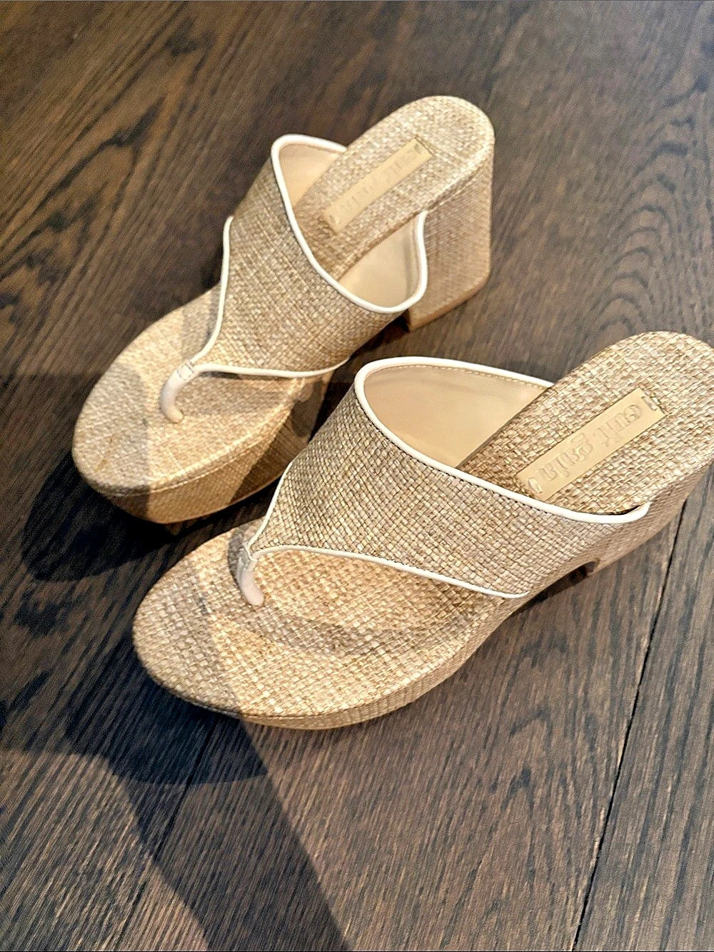 cult gaia Raven Raffia Wedge Sandals Beige EU 35